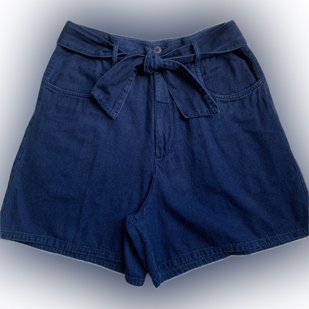 New York Line tie in front navy blue shorts, 100% cotton, paper bag size 12